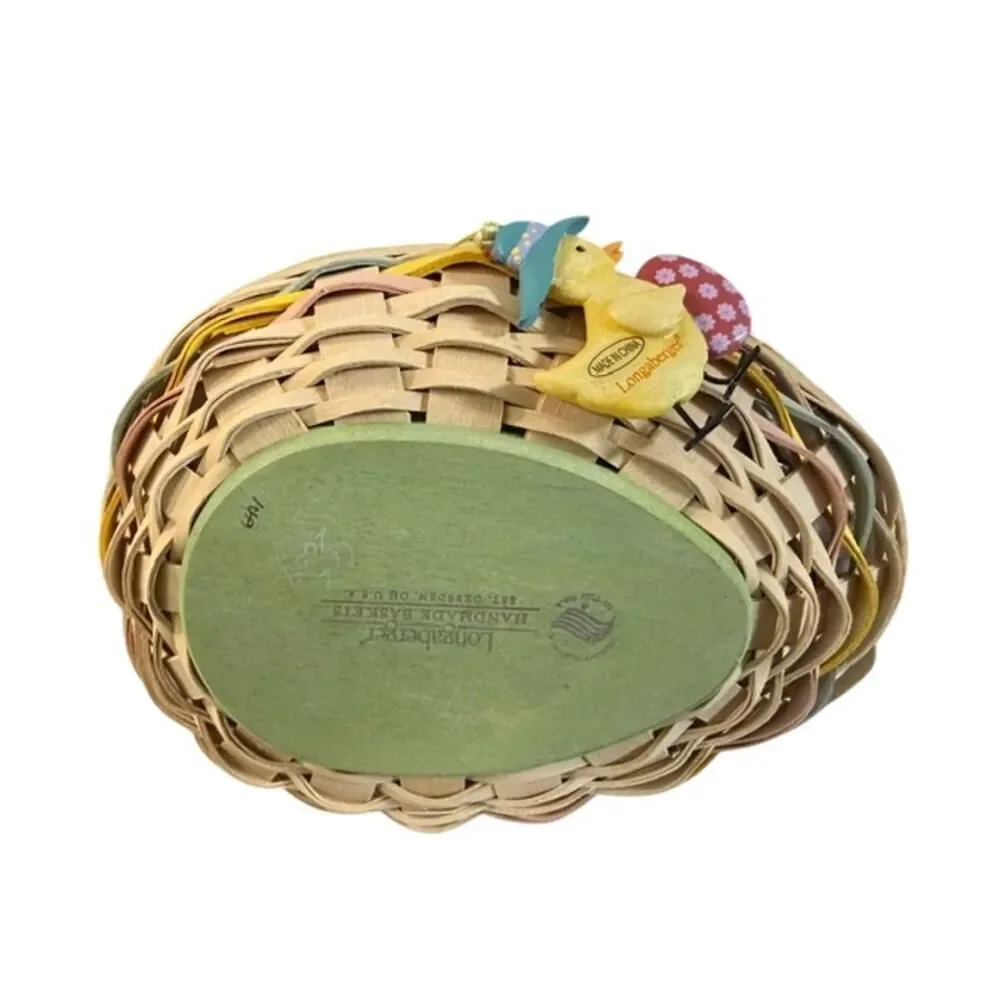 Longaberger Small Easter Egg Shaped Basket 2009 Lid Liner Tie-on Protector New